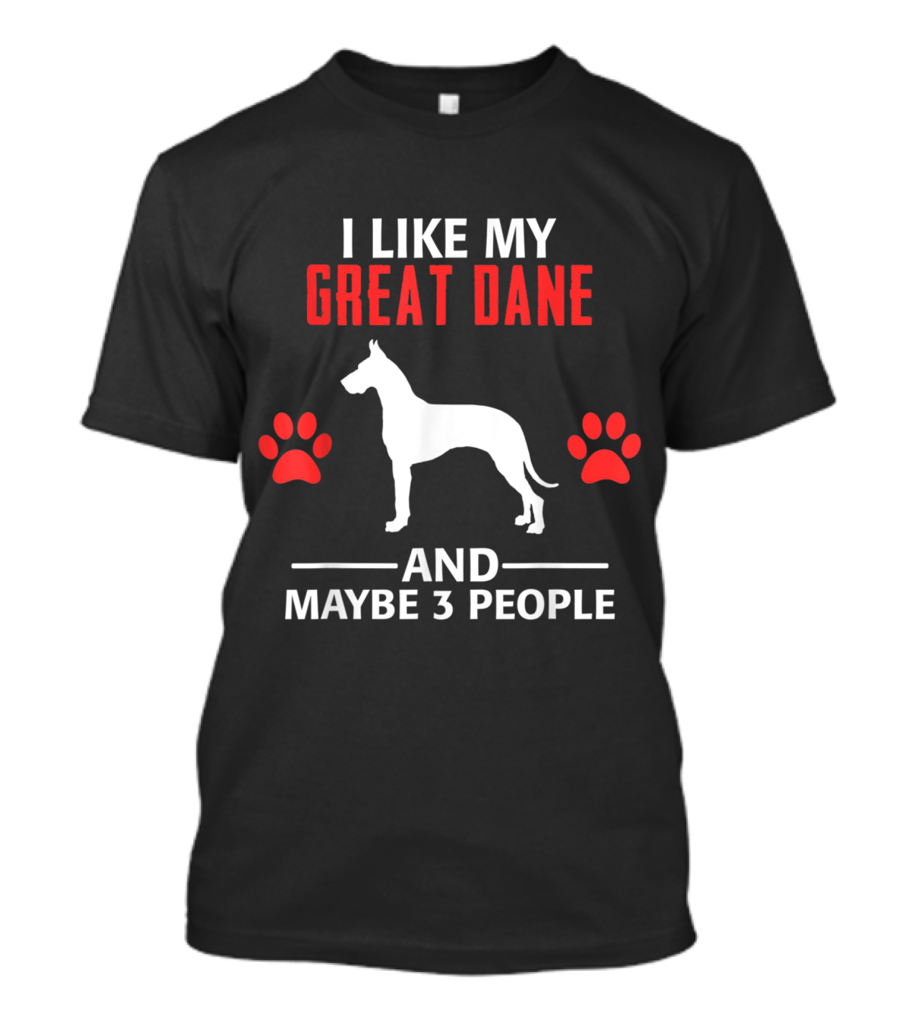 I Like My Great Dane And Maybe 3 People Funny Dog Lover Paw Prints T-Shirt
