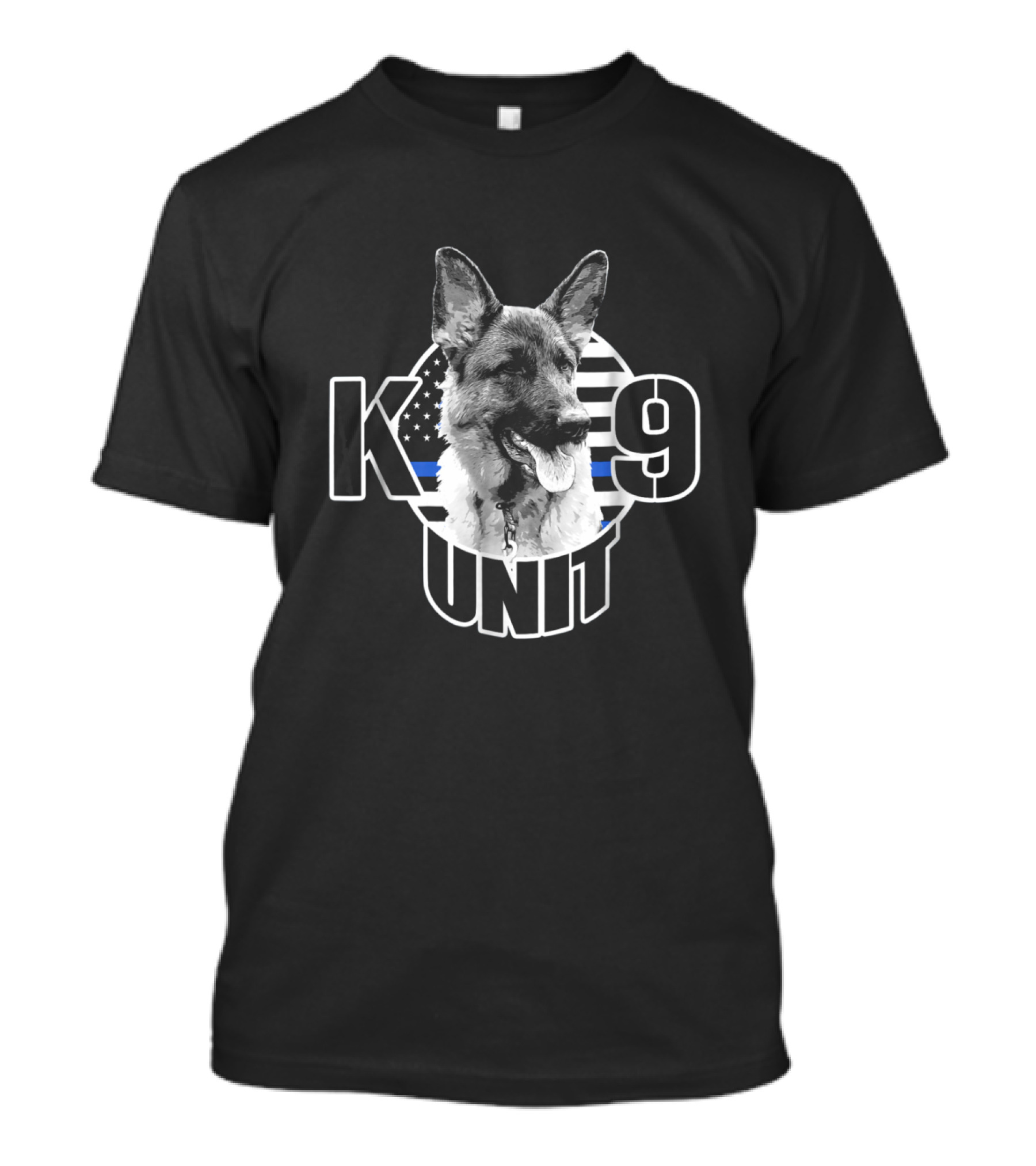 K 9 Police Unit Thin Blue Line American Flag German Shepherd T-Shirt