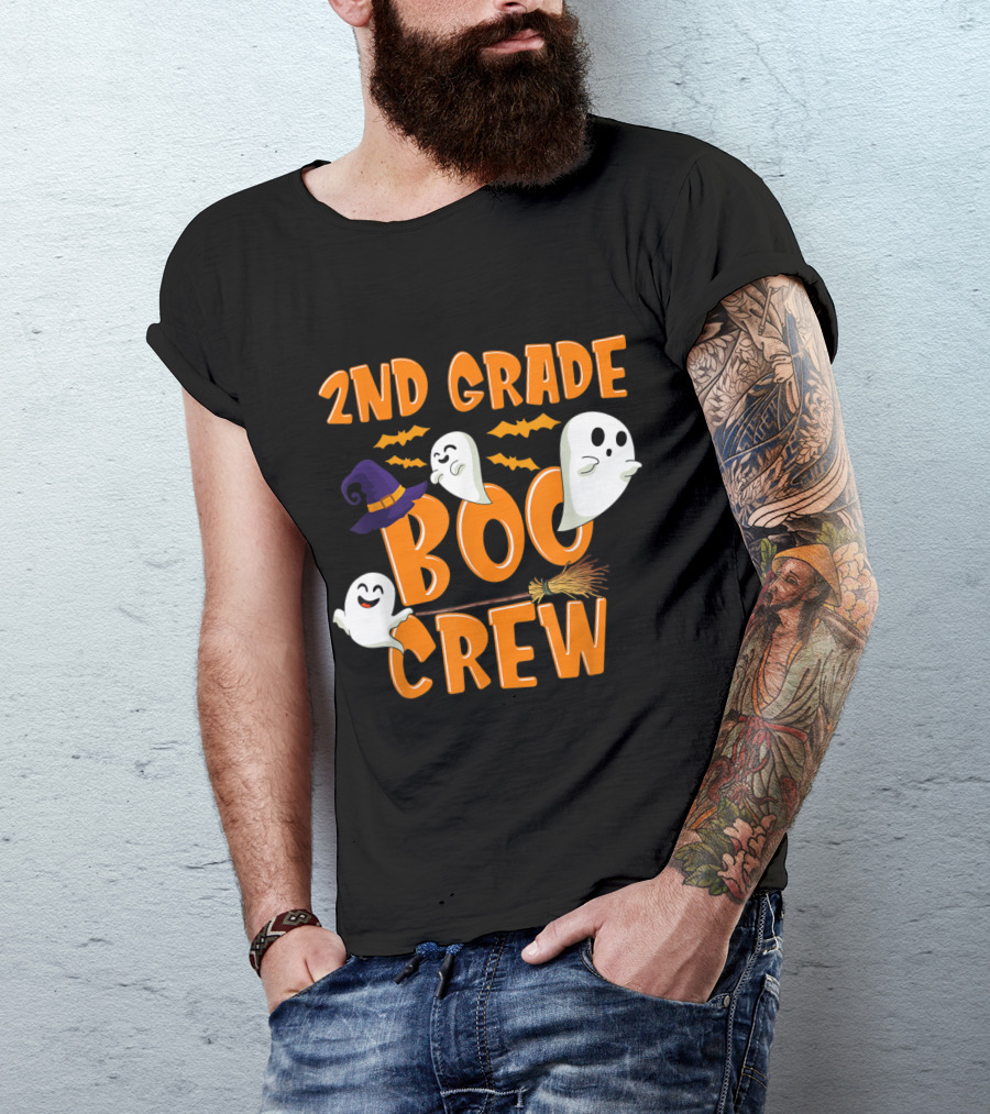 2nd Grade Boo Crew Halloween Ghosts And Witch Hats T-Shirt