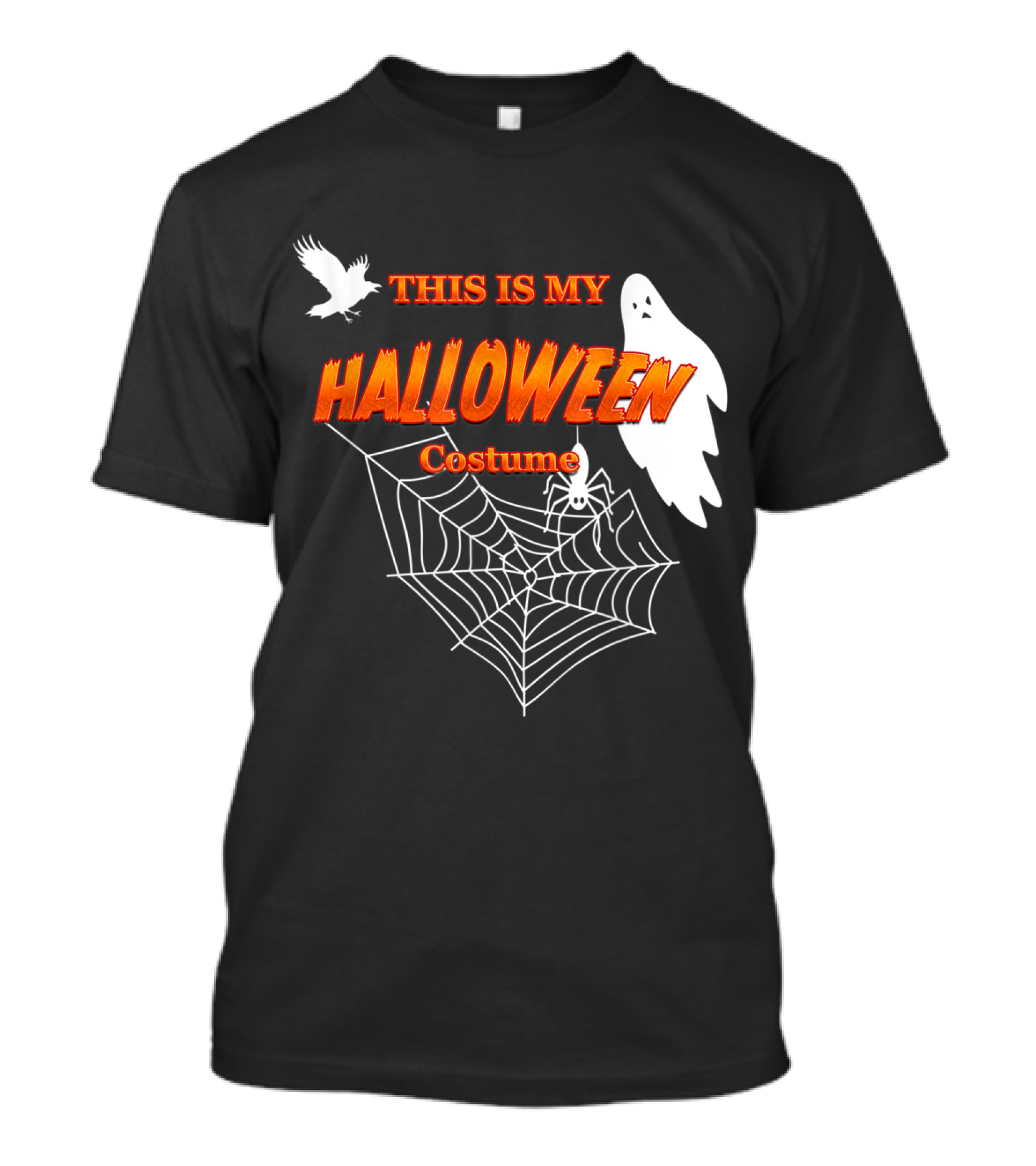 This Is My Halloween Costume Funny Sarcastic Ghost Spiderweb Raven T-Shirt