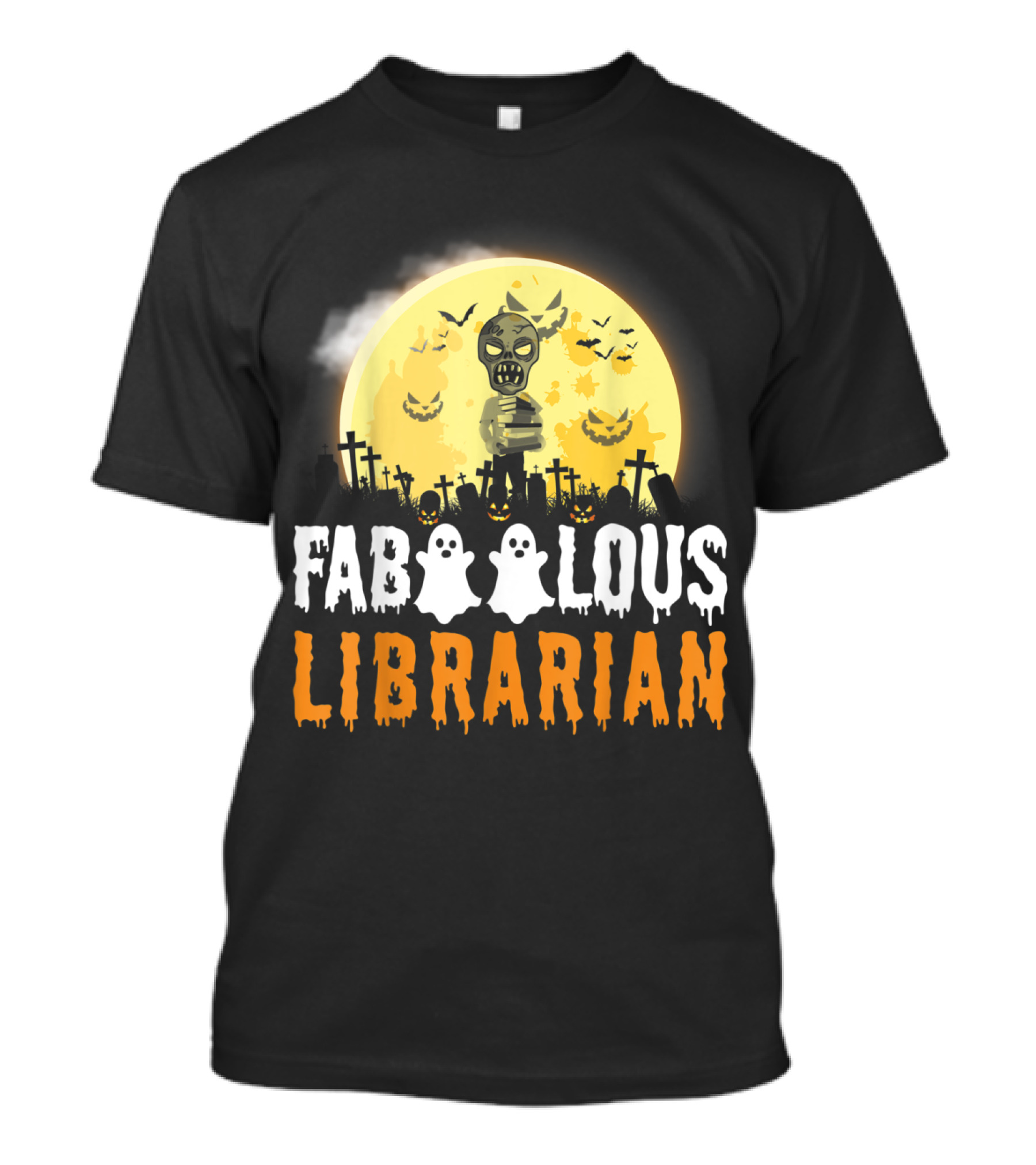 Faboolous Librarian Ghosts And Graveyard Full Moon T-Shirt