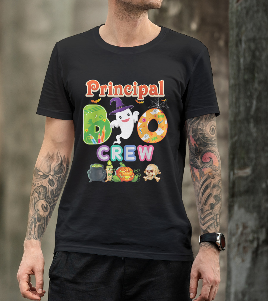 Principal Boo Crew Team Ghost Teacher Halloween Squad T-Shirt
