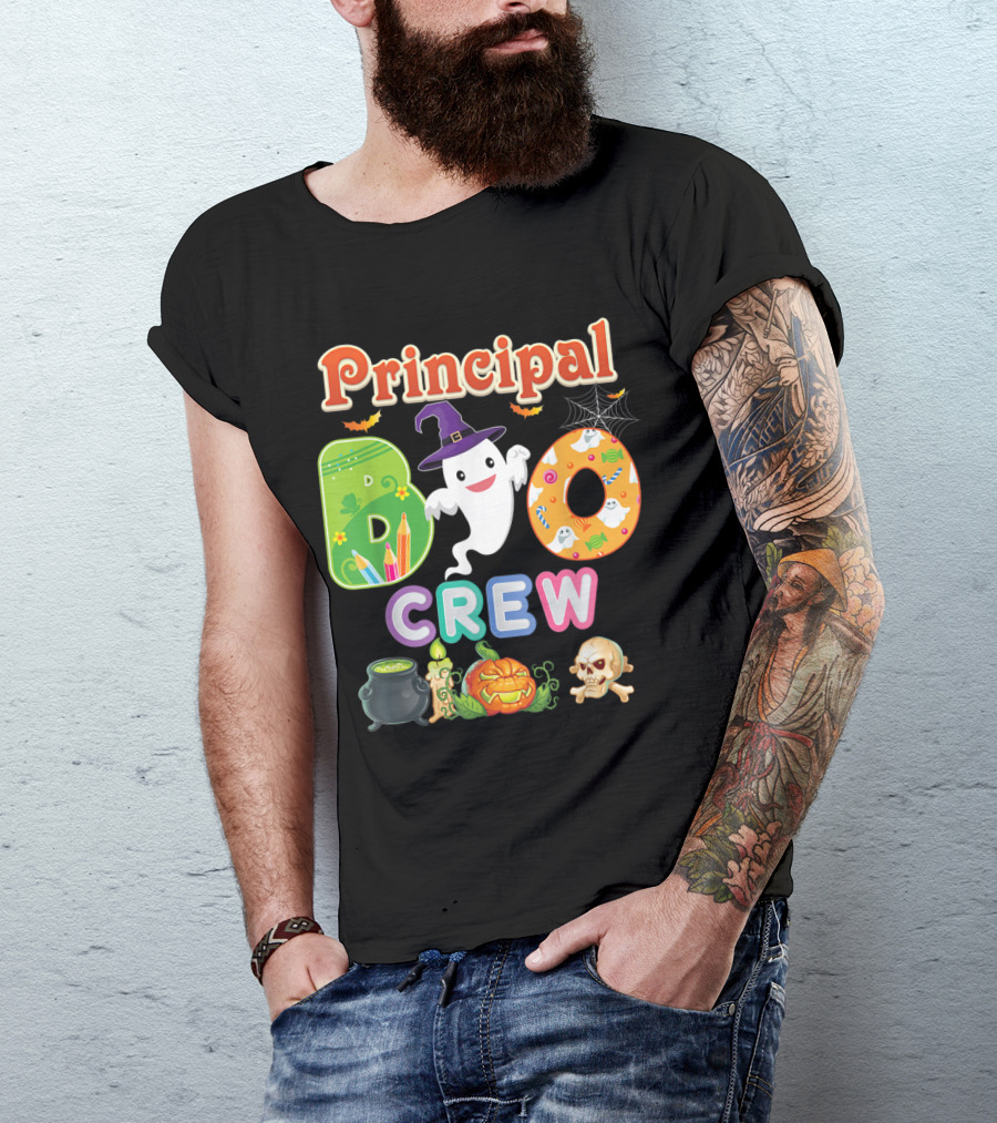 Principal Boo Crew Team Ghost Teacher Halloween Squad T-Shirt