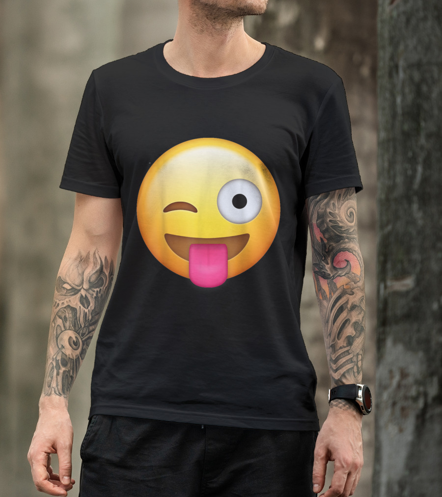 Smiley Face Wink Tongue Out Emoji T-Shirt