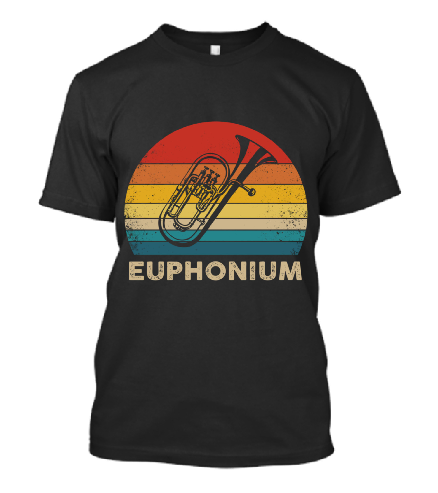 Vintage Euphonium Retro Sunset Stripes T-Shirt