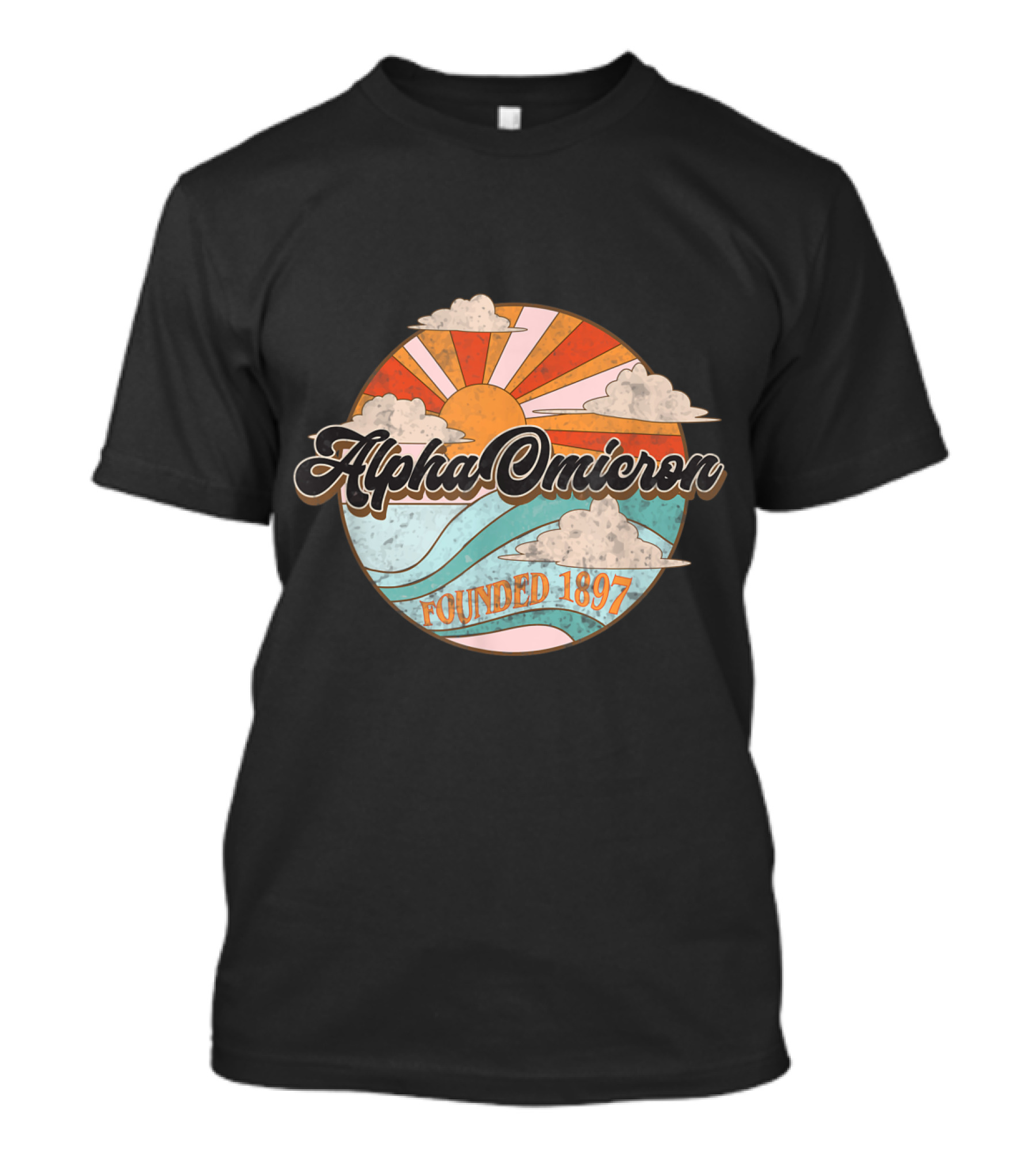 Alpha Omicron Pi AOII Greek Life Sisterhood Sun And Clouds Founded 1897 T-Shirt