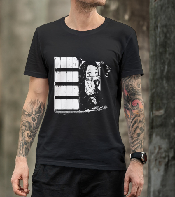 Kawaii Cute Nezuko Peeking Demon Slayer Anime Character Japan T-Shirt