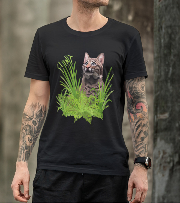 Flint The Curious Bobcat In Ferns FULEf T-Shirt