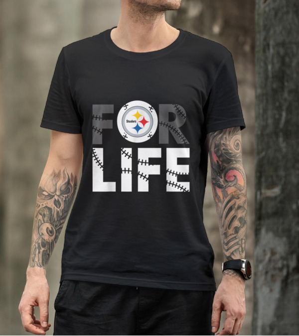 Pittsburgh Steelers Halloween Football Stitching For Life Fan T-Shirt