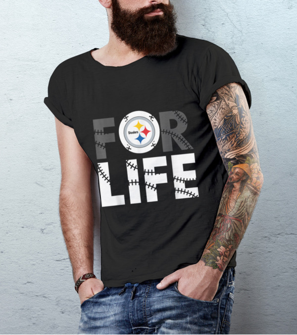 Pittsburgh Steelers Halloween Football Stitching For Life Fan T-Shirt