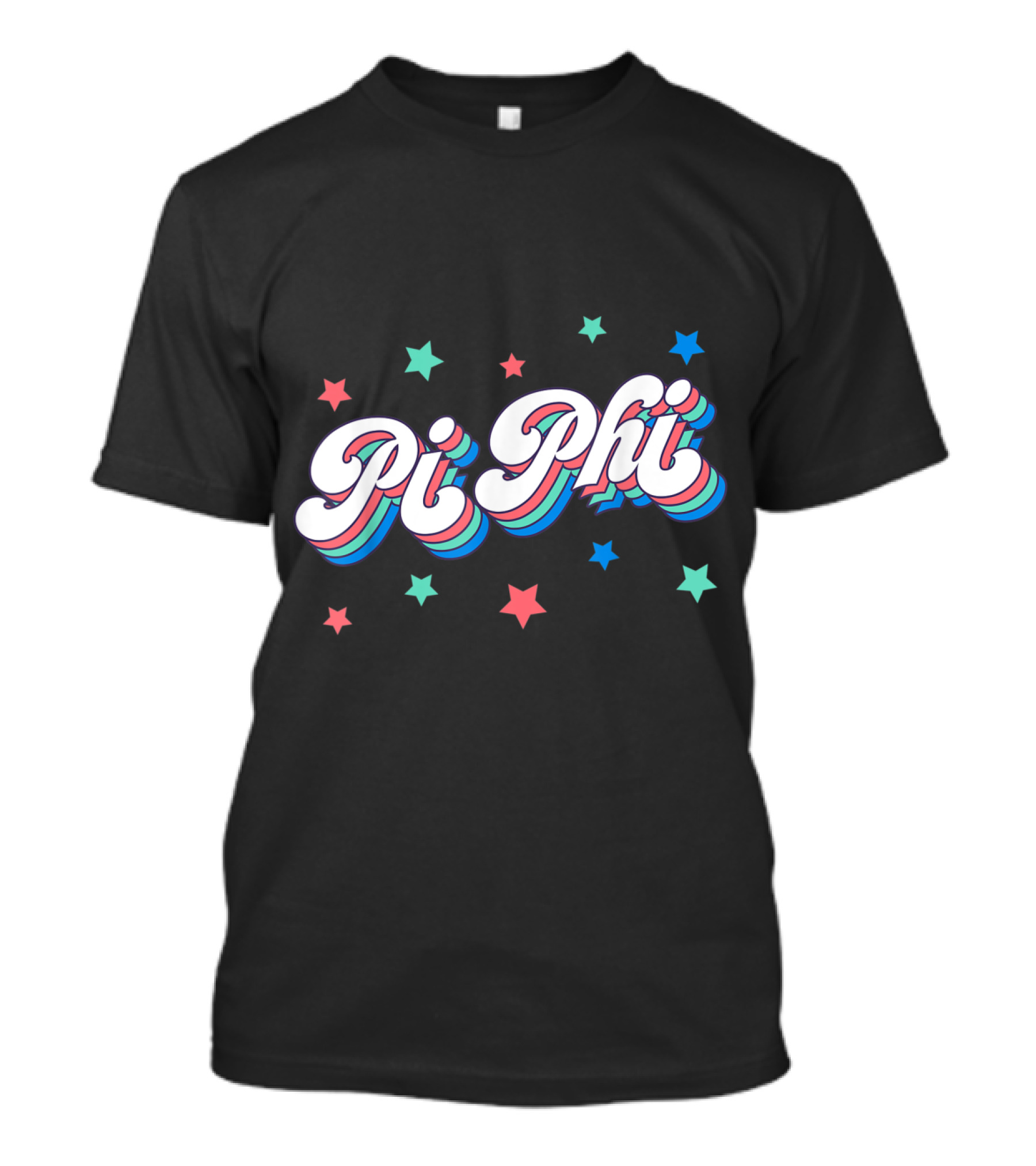 Pi Phi Greek Retro Multicolor Stars T-Shirt