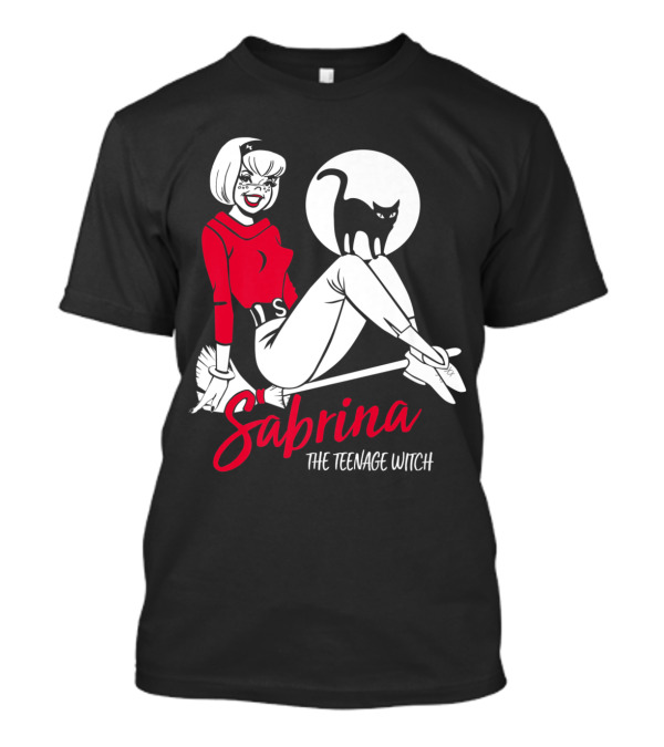 Sabrina The Teenage Witch With Cat On Broomstick T-Shirt