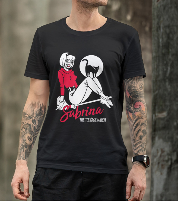 Sabrina The Teenage Witch With Cat On Broomstick T-Shirt