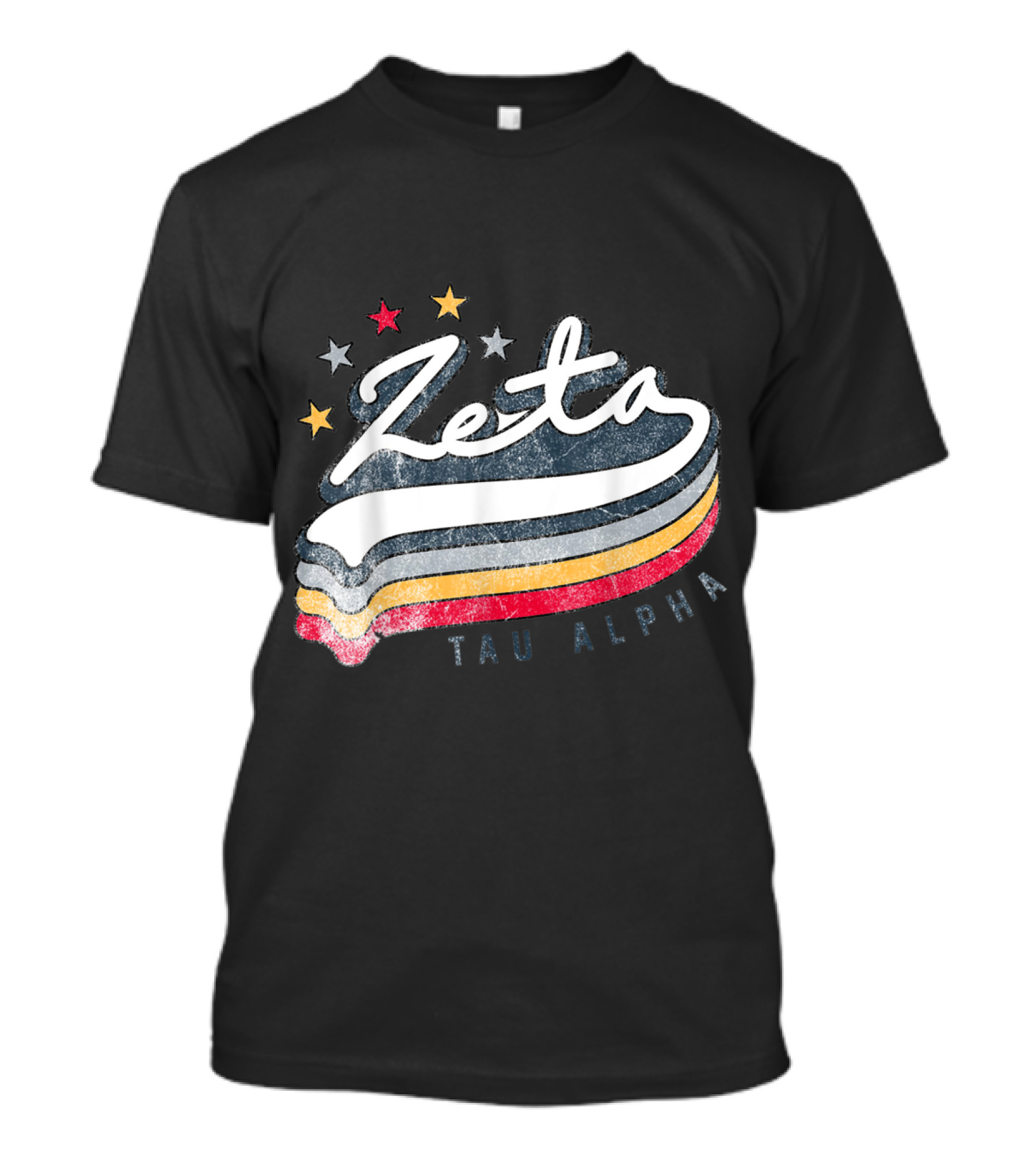 Zeta Tau Alpha Vintage Retro Stars Greek T-Shirt