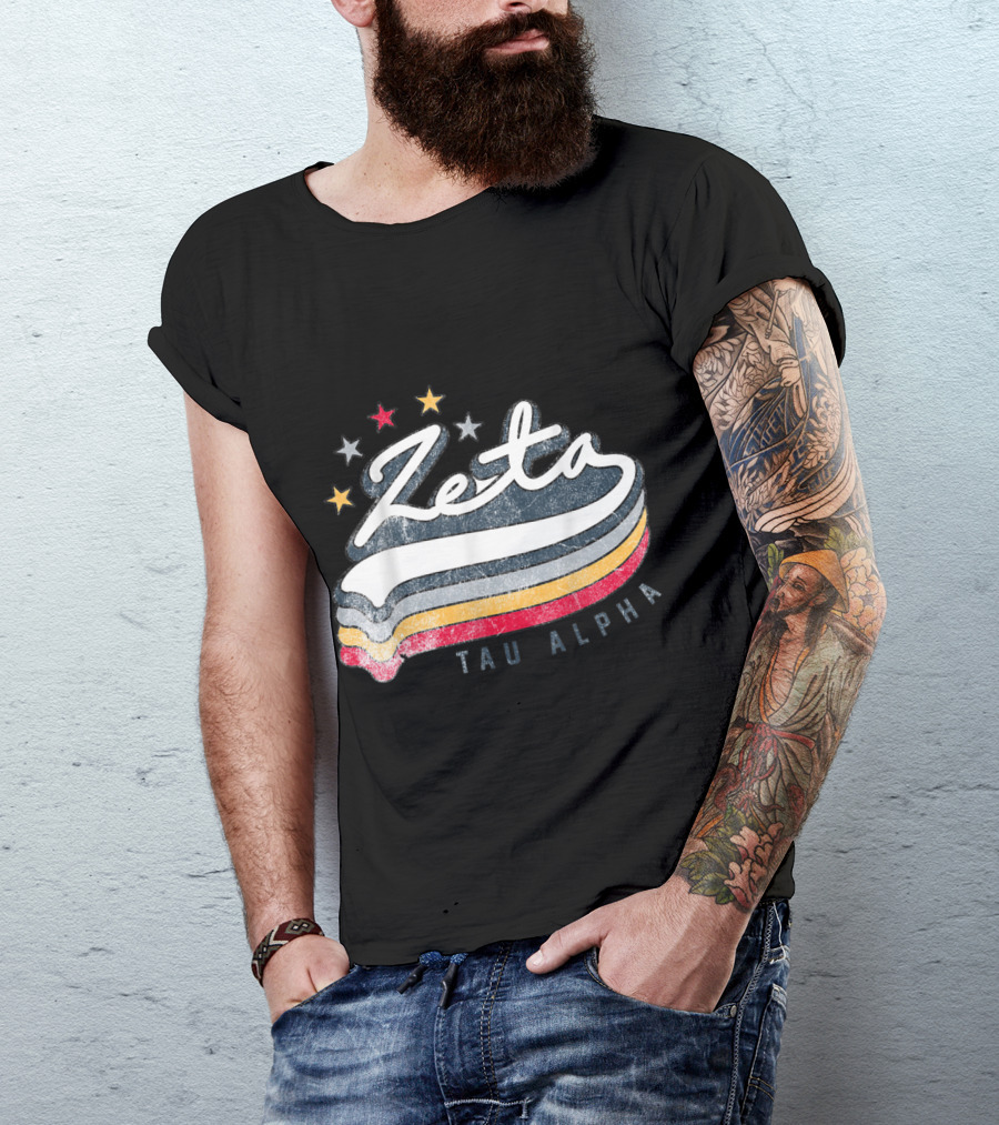 Zeta Tau Alpha Vintage Retro Stars Greek T-Shirt