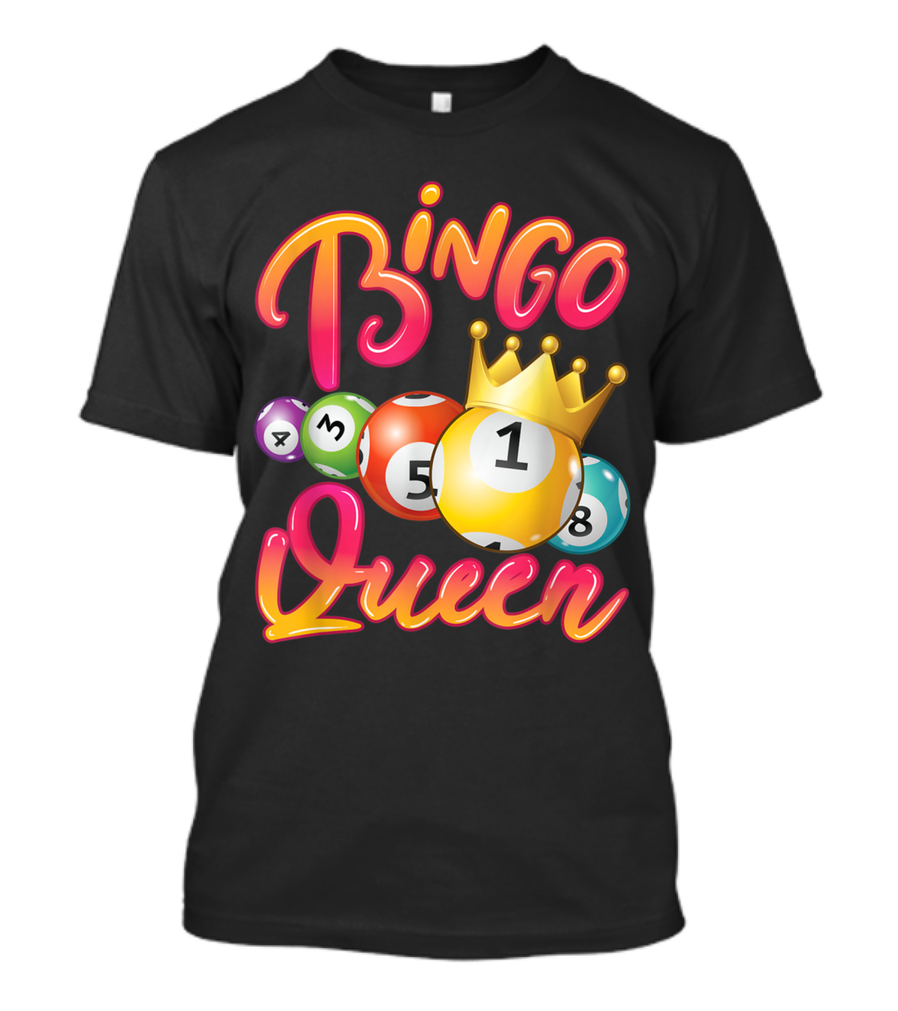 Bingo Queen Grandma Bingo With Crown And Numbered Balls T-Shirt