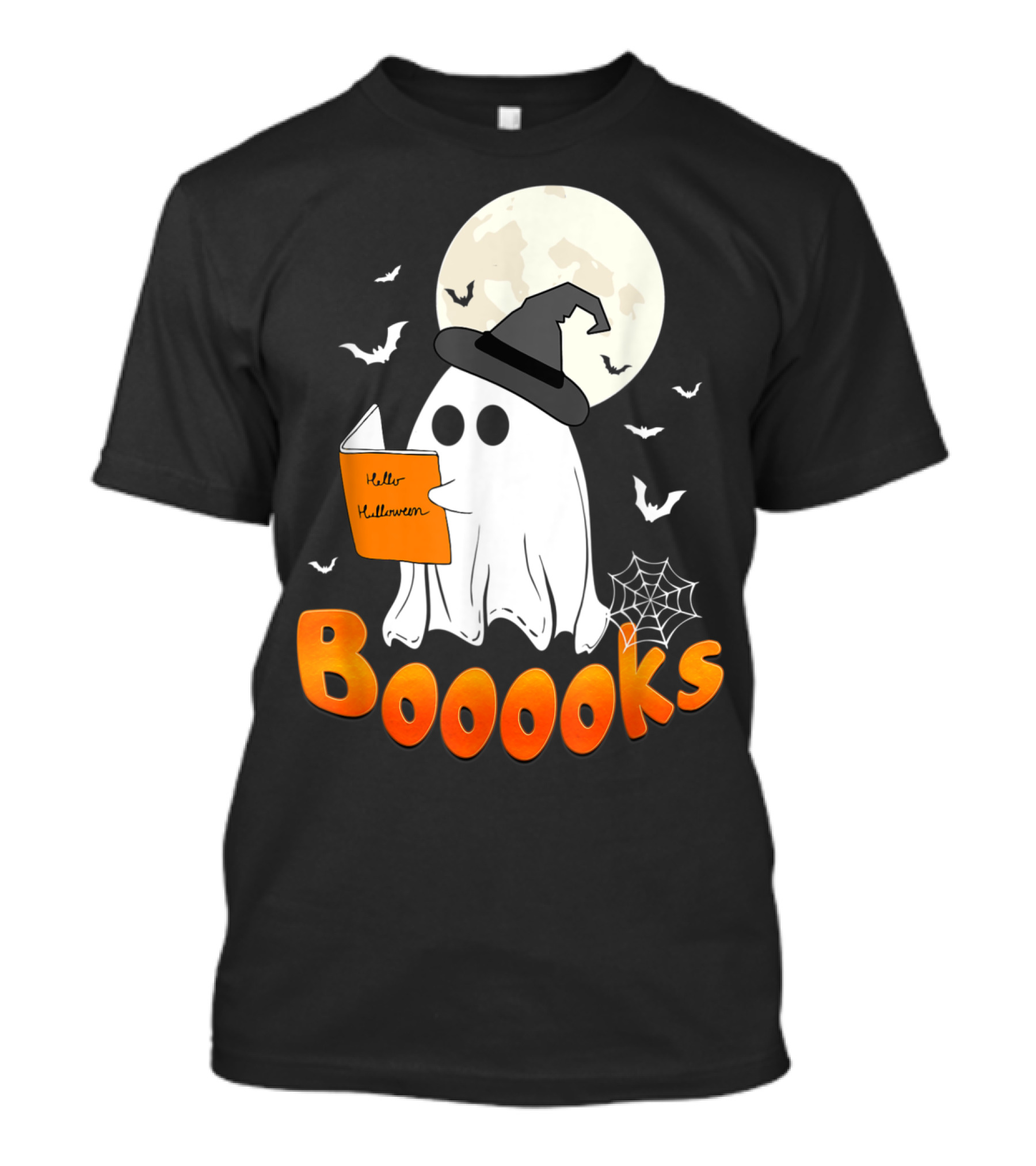 Boooooks Ghost Reading Hello Halloween T-Shirt