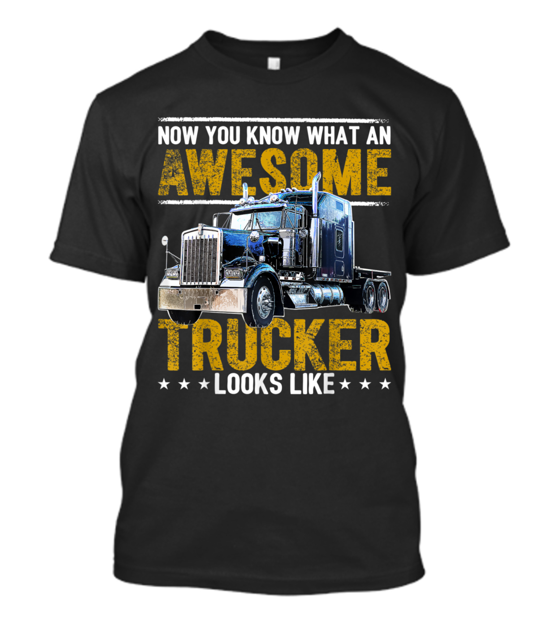 Now You Know What An Awesome Trucker Looks Like Semi Trailer Truck Driver T-Shirt