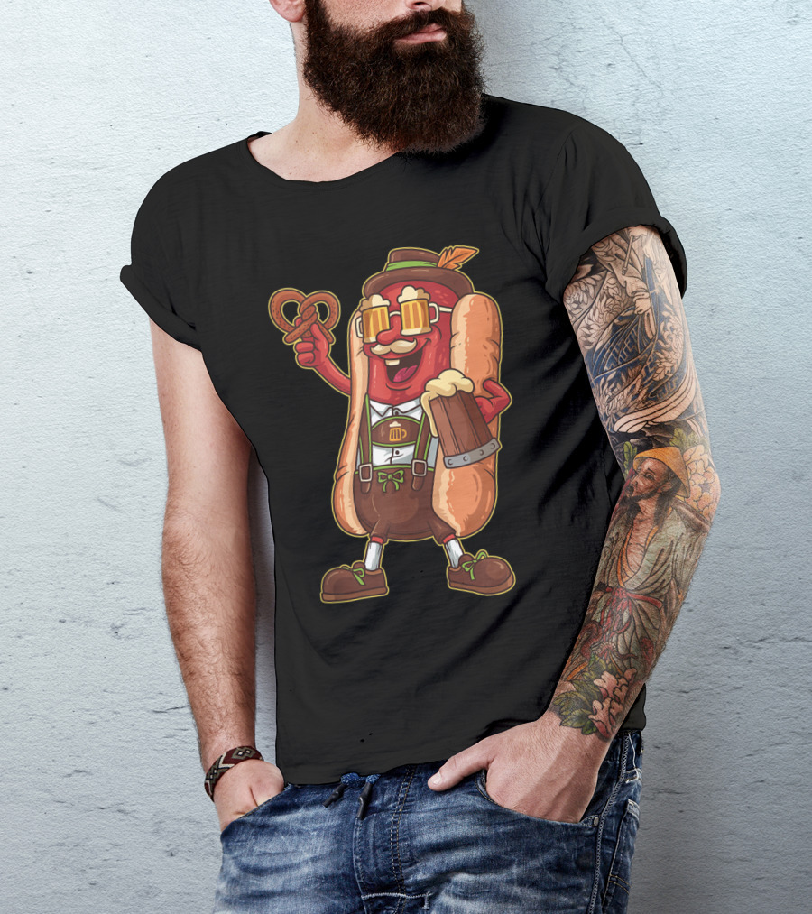 Bavarian Bratwurst Lederhosen Oktoberfest Beer Pretzel Festival T-Shirt