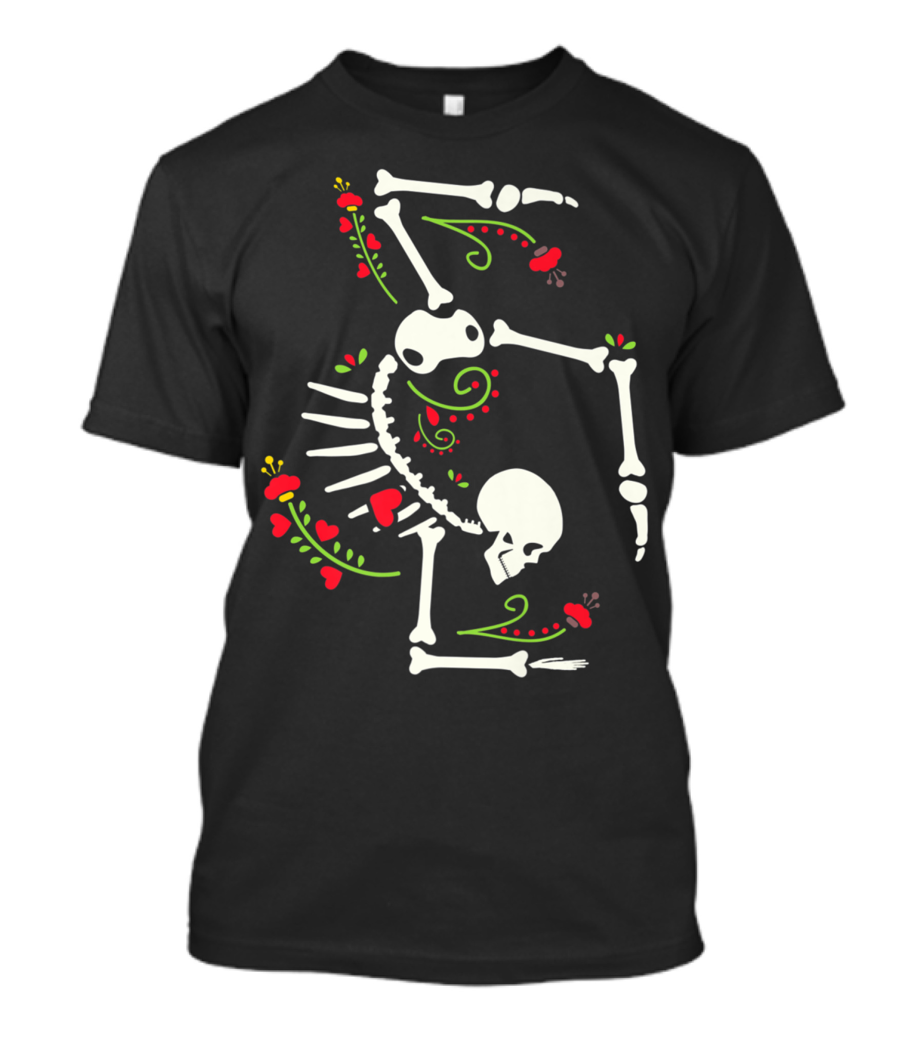 Cute Gymnastics Skeleton With Floral Accents T-Shirt