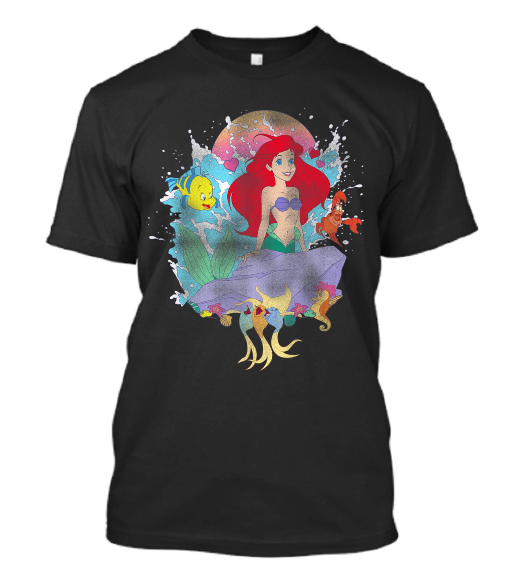 Disney The Little Mermaid Ariel Flounder Sebastian Splash T-Shirt