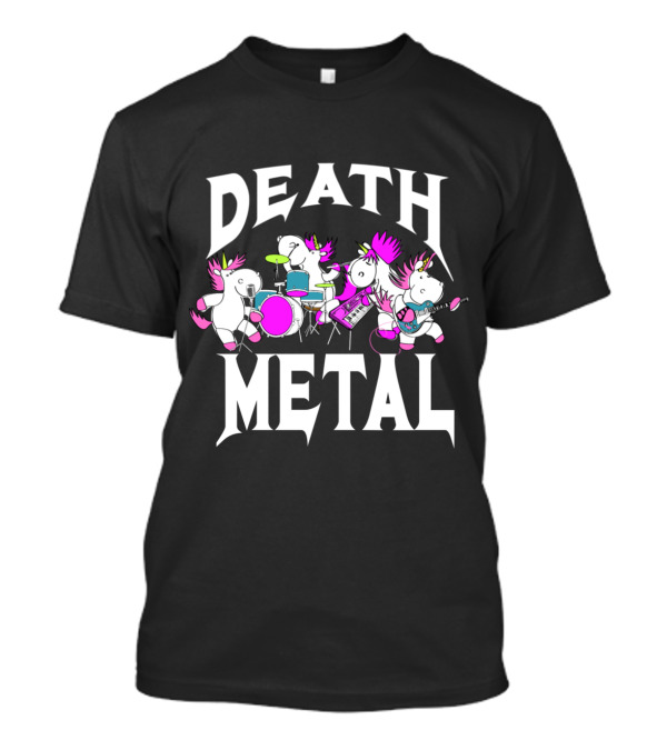 Death Metal Unicorn Rocker Band Music T-Shirt