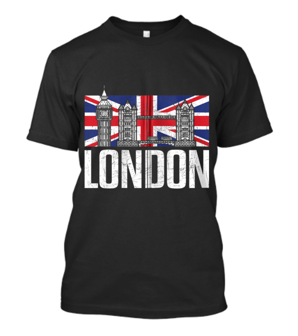 London British Vintage United Kingdom England Souvenir Big Ben Tower Bridge Union Jack T-Shirt
