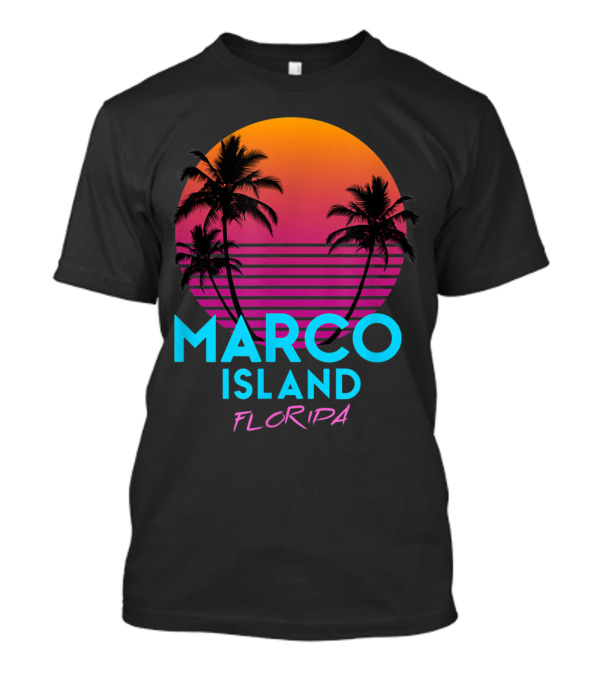 Marco Island Florida Retro 80s Sunset Palm Trees T-Shirt