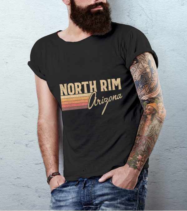 North Rim Arizona Retro Sunset Stripes T-Shirt