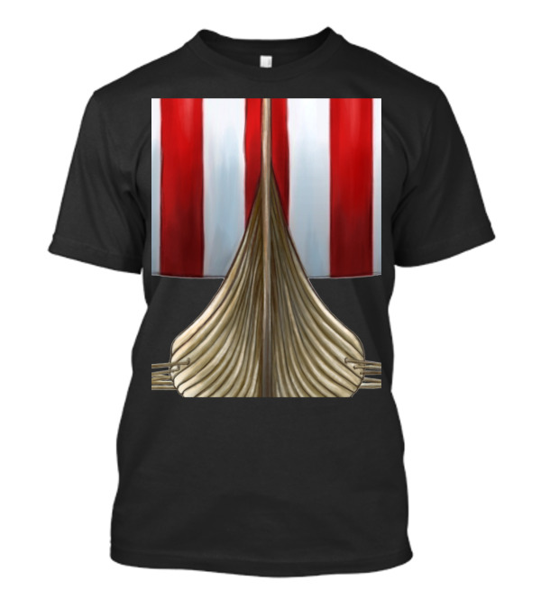 Norwegian Viking Longship With Striped Sail Norge Scandinavian T-Shirt