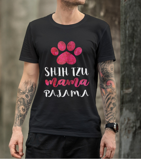 Shih Tzu Mama Pajama Matching Dog T-Shirt