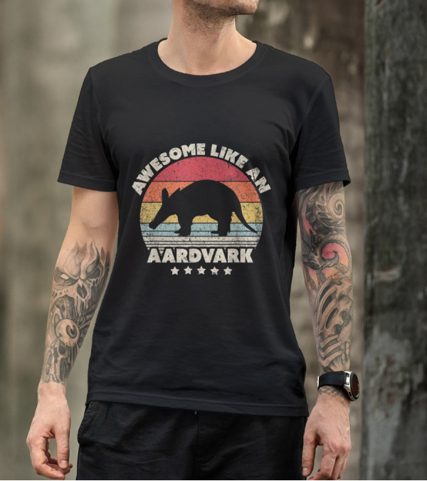Awesome Like An Aardvark Retro Silhouette With Stars T-Shirt