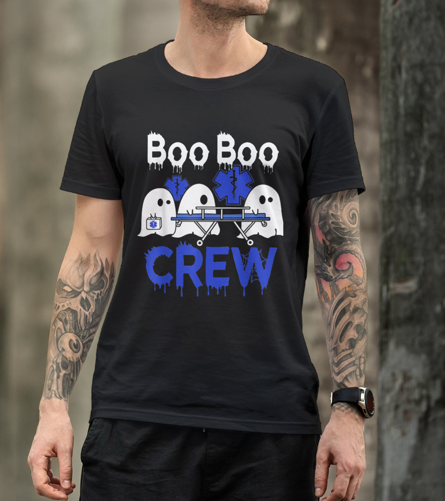 Boo Boo Crew EMTs And Paramedics Ghost Halloween T-Shirt
