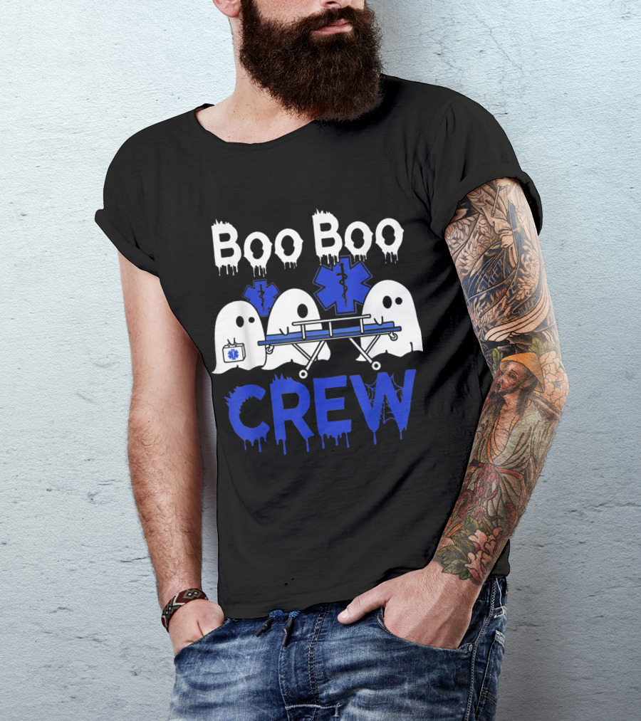 Boo Boo Crew EMTs And Paramedics Ghost Halloween T-Shirt