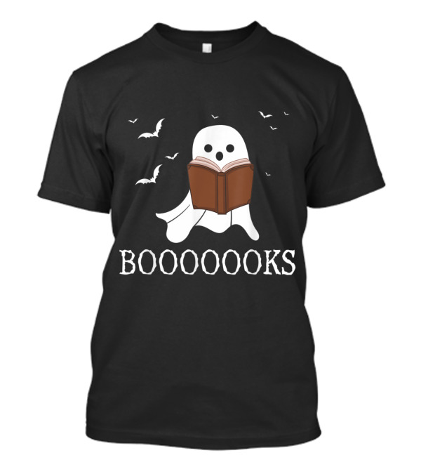 Halloween Ghost Reading Booooooks With Funny Pun And Bats T-Shirt