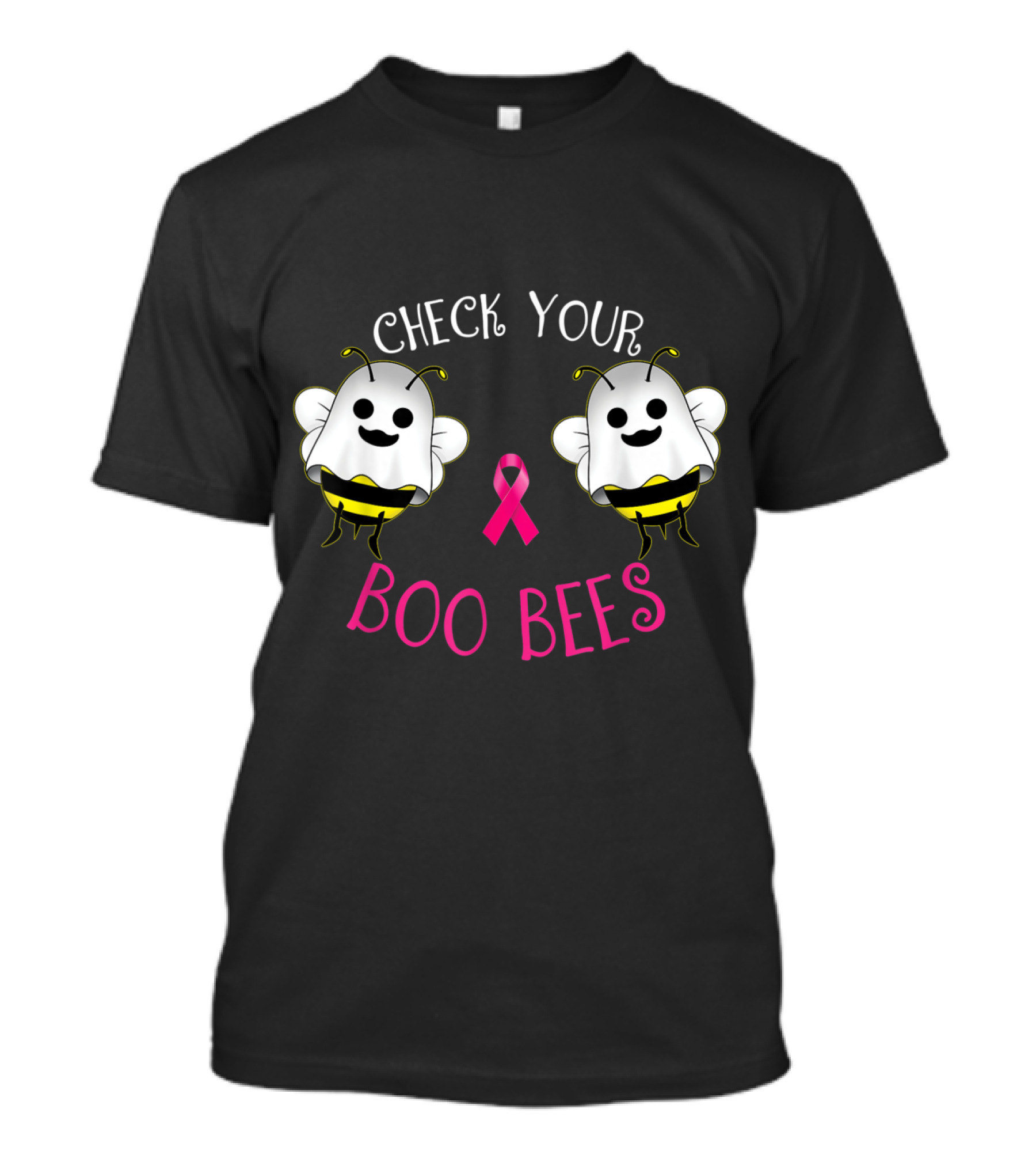 Check Your Boo Bees Breast Cancer Awareness Pink Ribbon Funny Bees T-Shirt