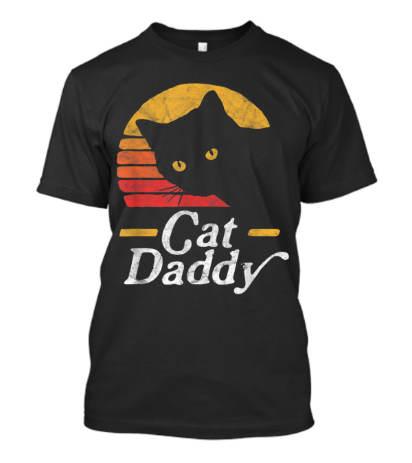 Cat Daddy Retro Eighties Sunset Style With Cat T-Shirt