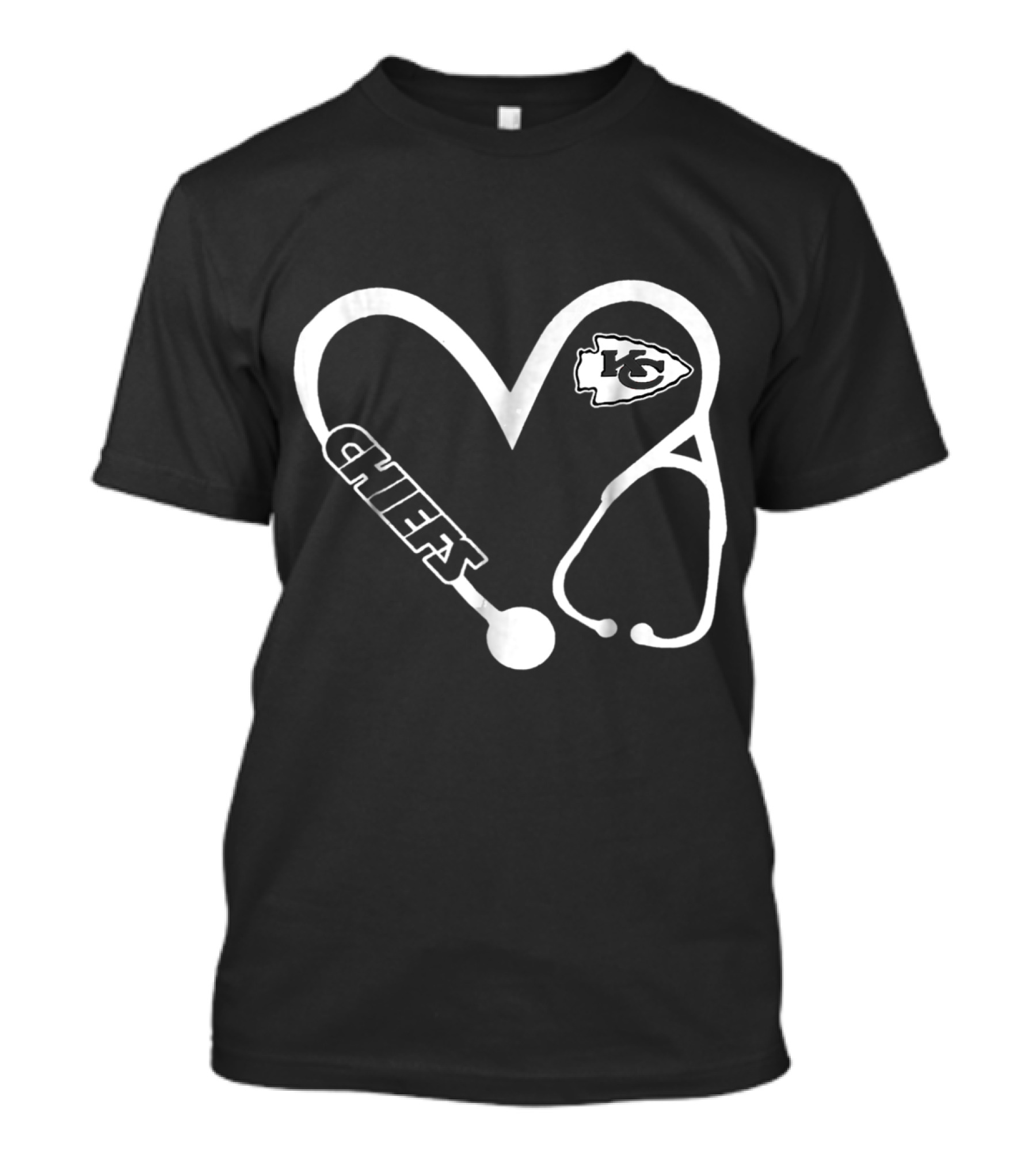 KC Chiefs Nurse Heart Stethoscope T-Shirt
