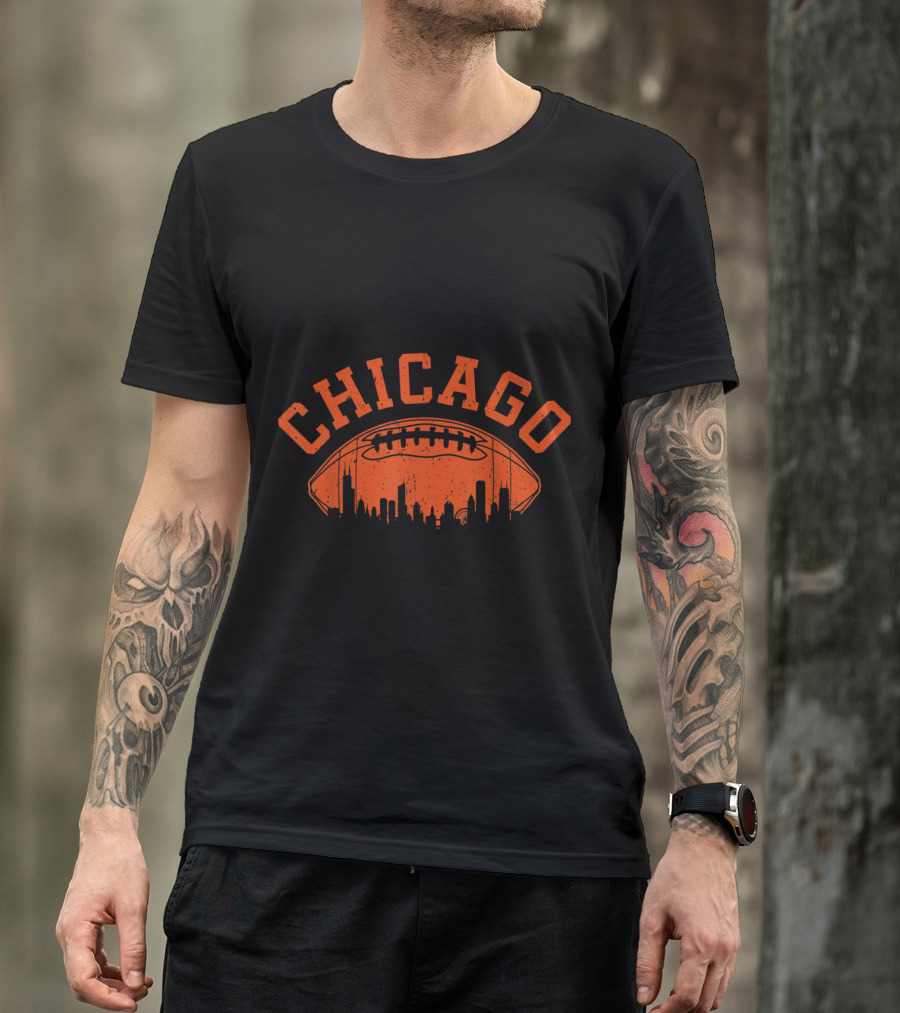 Chicago Football Skyline Vintage Illinois T-Shirt