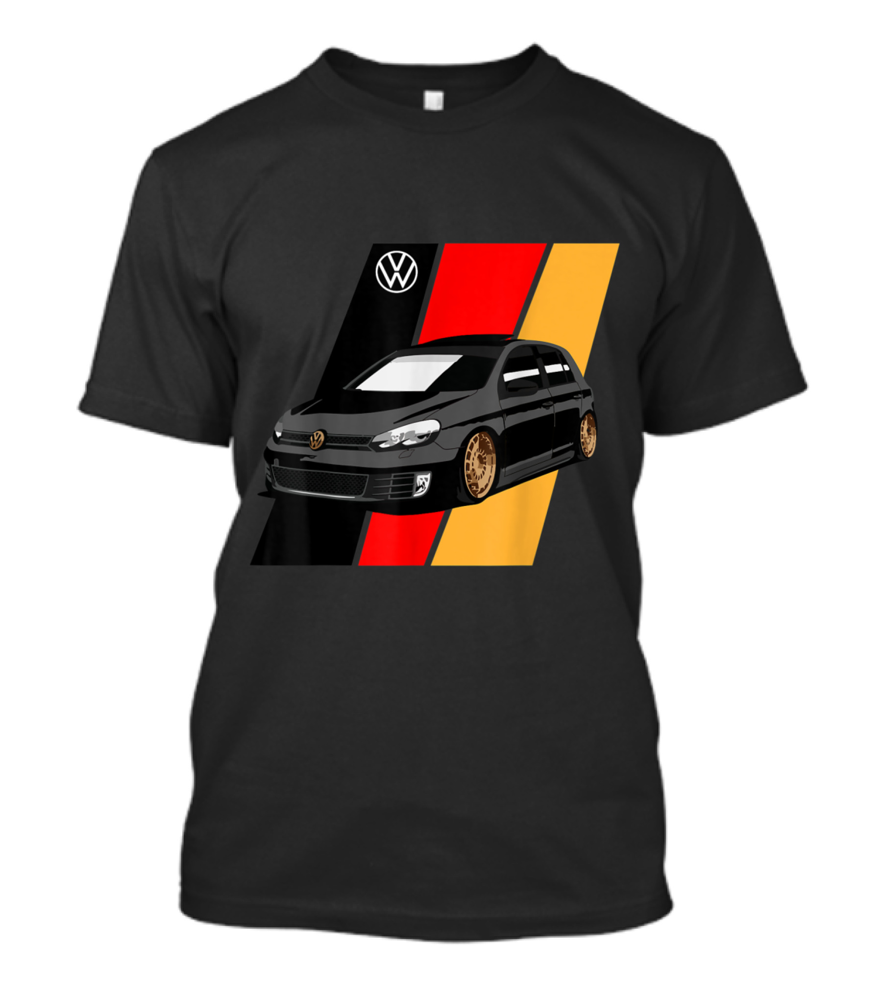 Volkswagen MK6 GTI Daily Culture Black And Gold With German Flag Stripes T-Shirt
