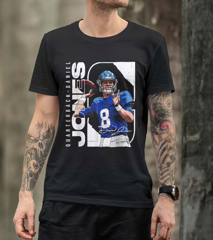 QUARTERBACK-DANIEL JONES 8 Signature NFL Football T-Shirt