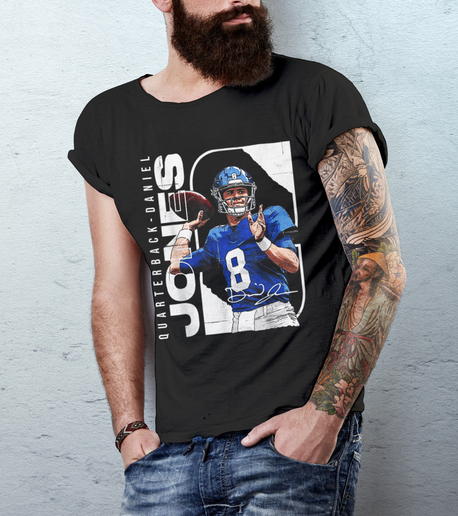 QUARTERBACK-DANIEL JONES 8 Signature NFL Football T-Shirt