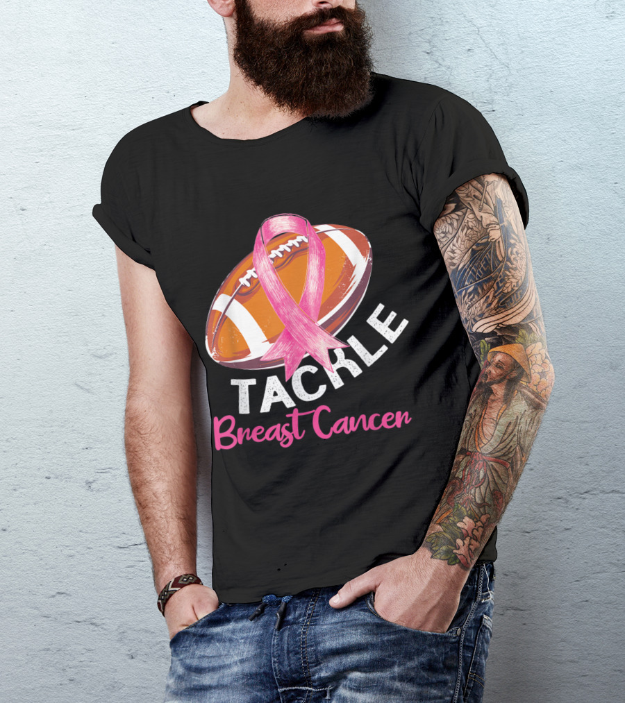 Football Tackle Breast Cancer Awareness T-Shirt