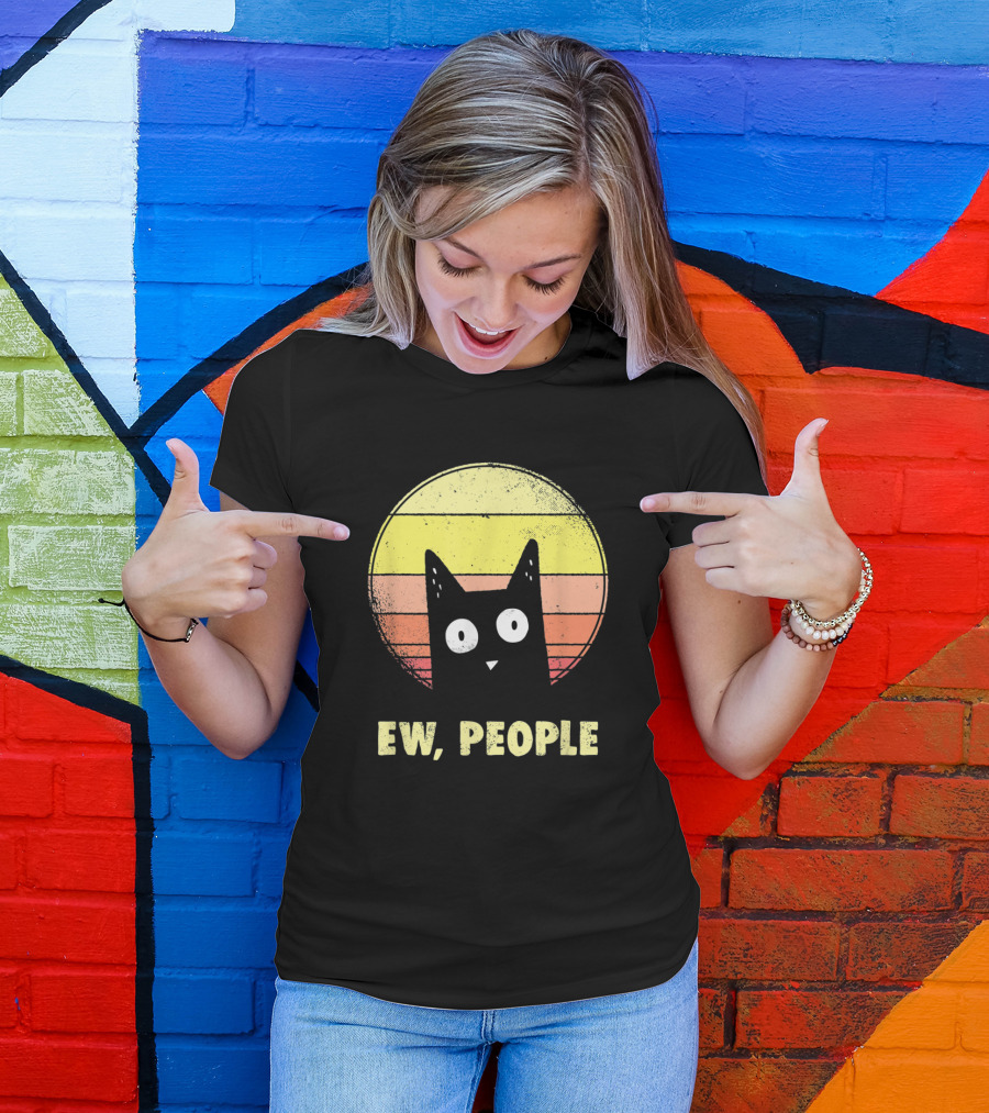 Ew People Funny Cat Vintage Cat Lover T-Shirt