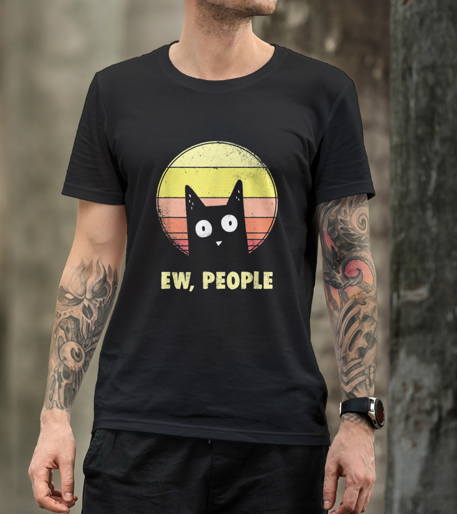 Ew People Funny Cat Vintage Cat Lover T-Shirt