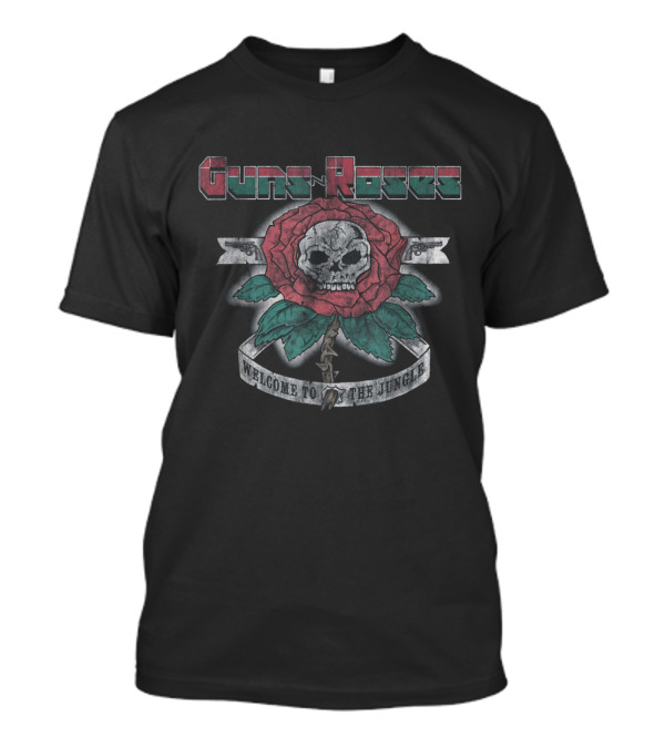 Guns N Roses 1987 Skull And Rose Welcome To The Jungle T-Shirt