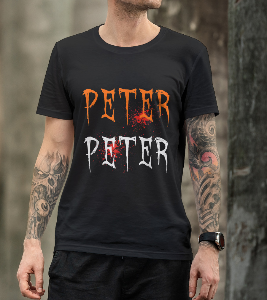 Halloween Spooky Peter Peter Costume Pumpkin Eater Creepy Horror Font Blood Splatter T-Shirt