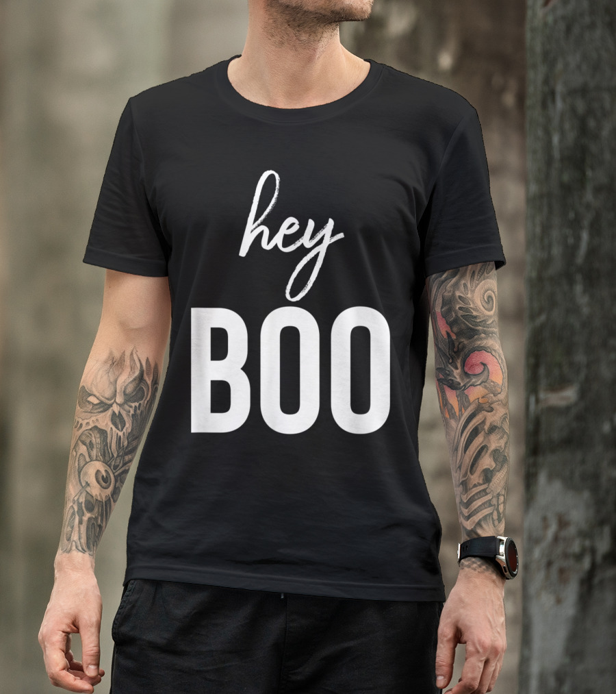 Hey Boo Cute Couples Love Ghost Pun Women Boo Girl Playful Phrase T-Shirt