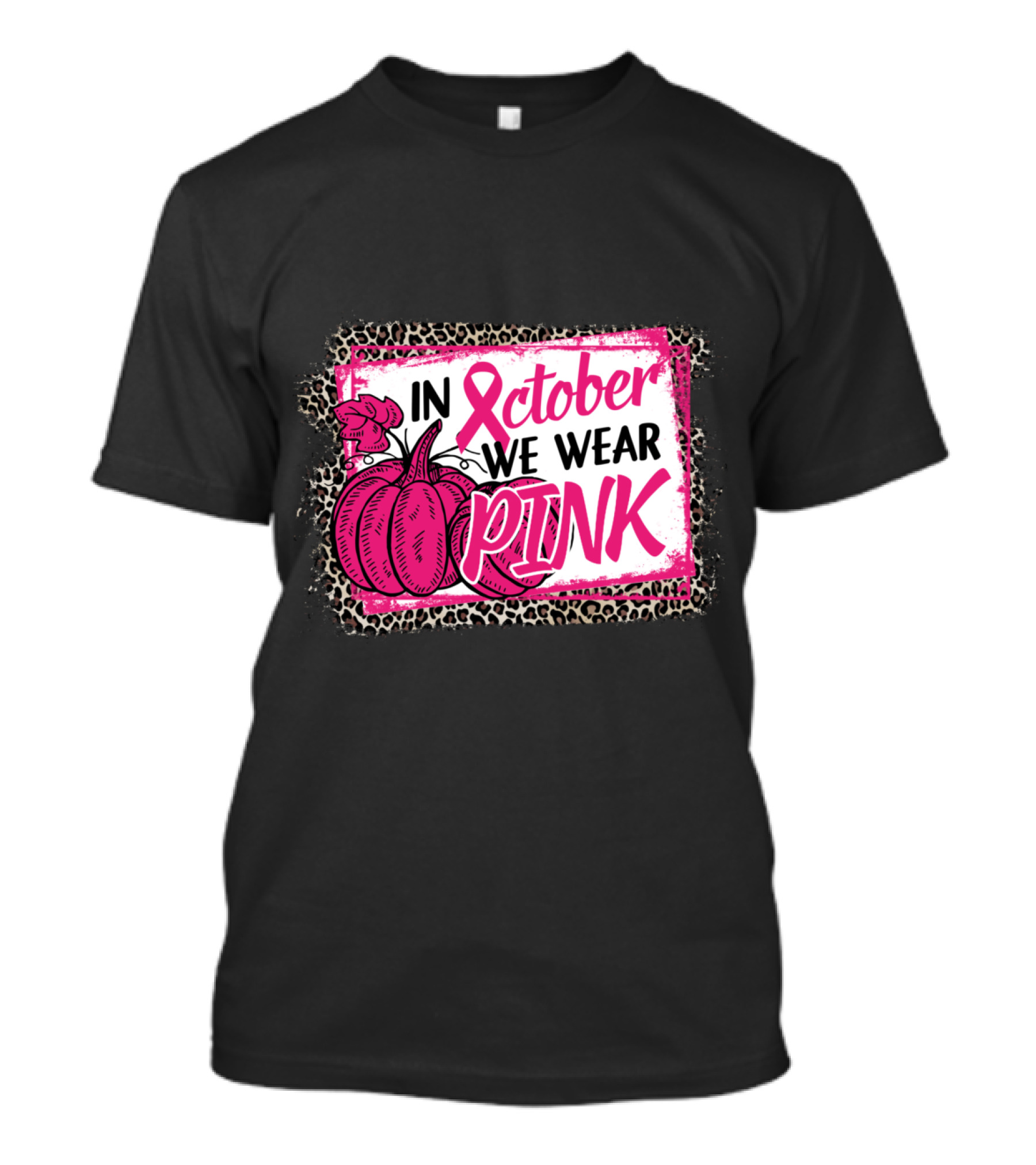 In October We Wear Pink Pumpkin Breast Cancer Support T-Shirt