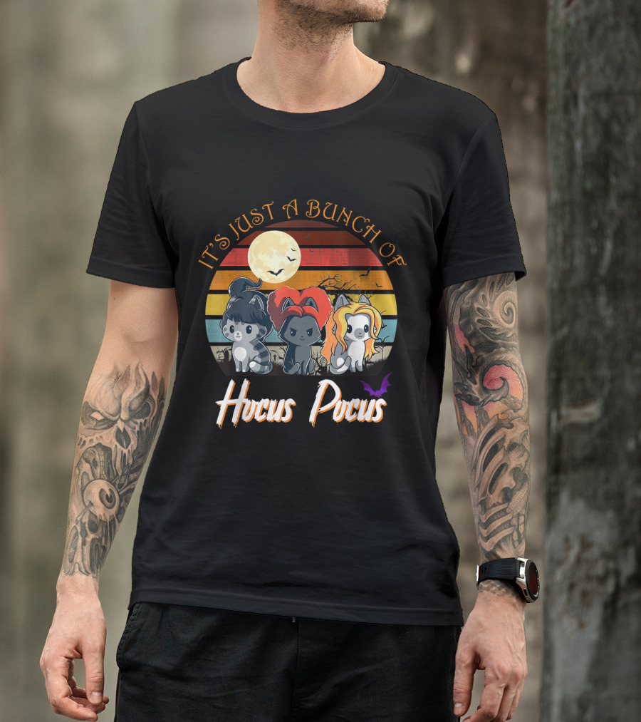 It's Just A Bunch Of Hocus Pocus Cat Kitten Witch Moon T-Shirt